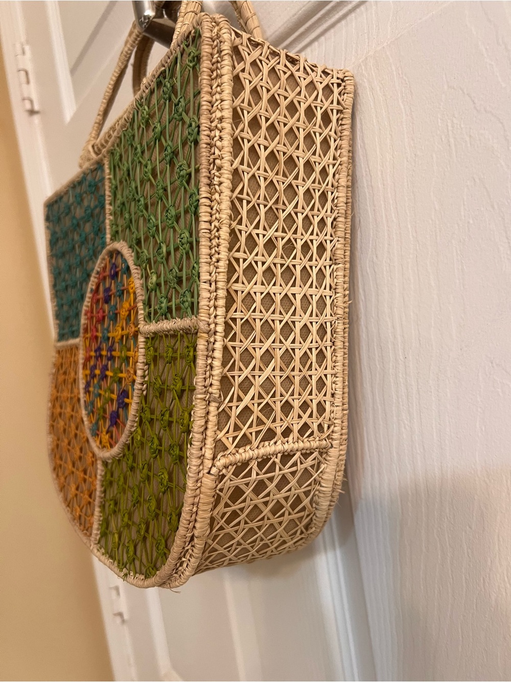 Iraca Palm hand bag Woven Top Handle Hand Made Straw Multicolor - Picture 4 of 9